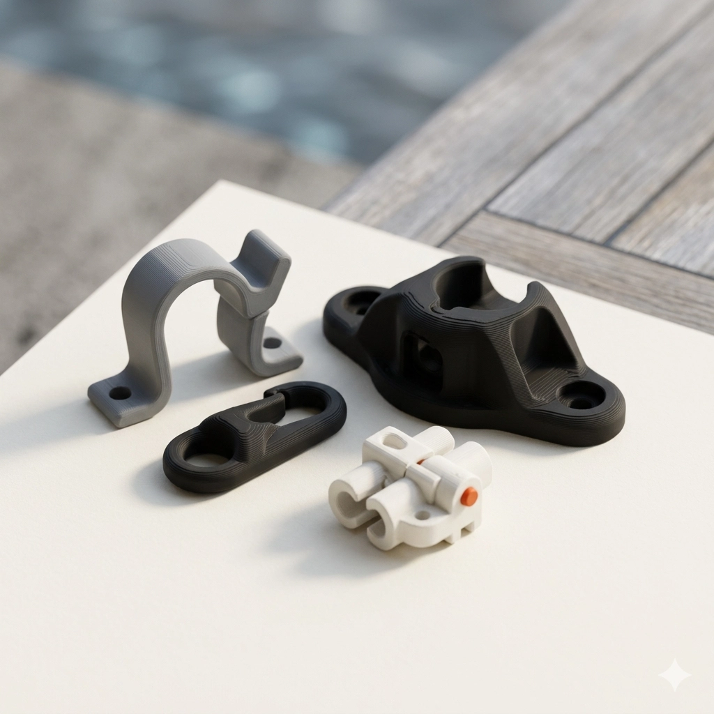 UV-stable 3D-printed marine and outdoor fittings